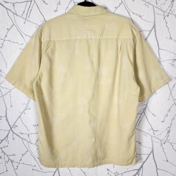 Caribbean Yellow Tropical Jacquard Silk Cotton Camp Shirt - Picture 2 of 5